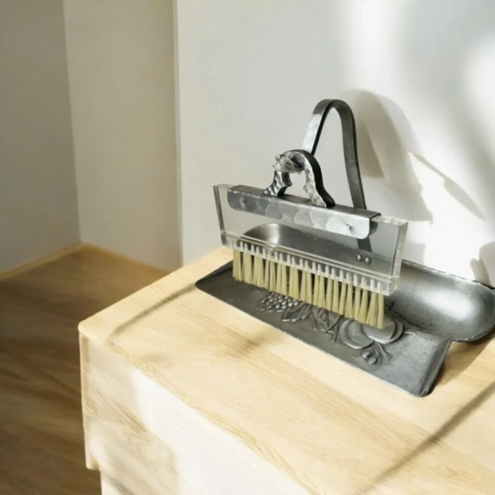 Crumb Catcher Tray Pan with Brush & Stand